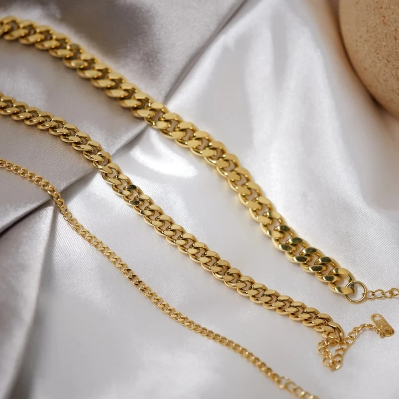 Fashion Stainless steel Chain Accessories Gold Cuban Link Chain Accessories For Make Necklace And Bracelet Women Men Jewelry