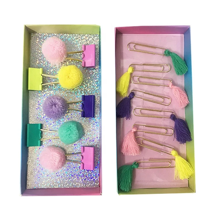 Bulk colorful binder and paper clips push pins office stationery set for school