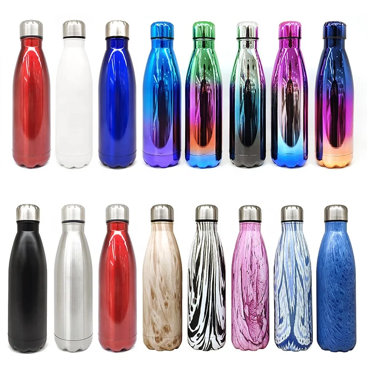 
Reusable Wooden Grain Pattern Sports Stainless Steel Insulated 500ml Cola Shaped Thermos Water Bottles with Custom Logo 