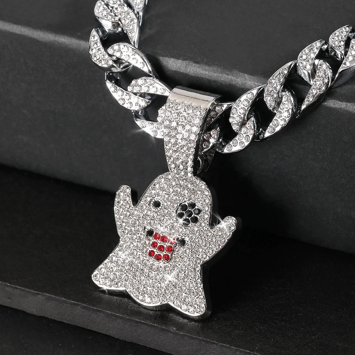 Manufacturer hip hop diamond funny ghost pendant chain gold plating chain necklace pendant for men jewelry