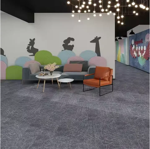 Luxury hotel carpet PP nylon jacquard commercial office carpet tiles PVC floor square carpet 50x50