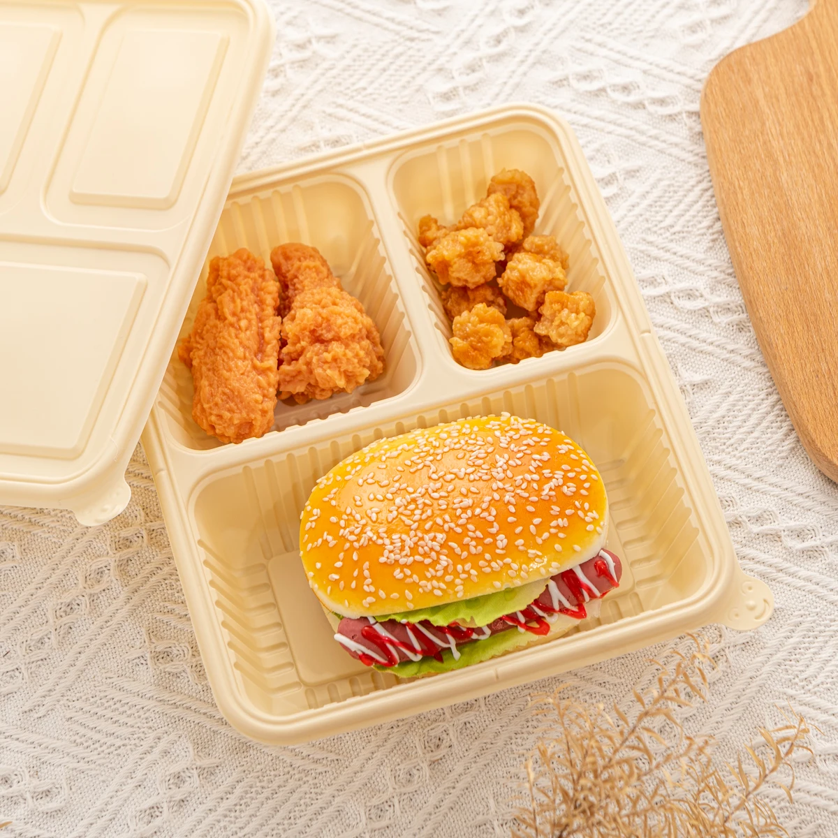 Wholesale ECO Friendly  Natural Color Takeaway Food Container High Quality Eco Friendly Cornstarch Takeaway Food Boxes