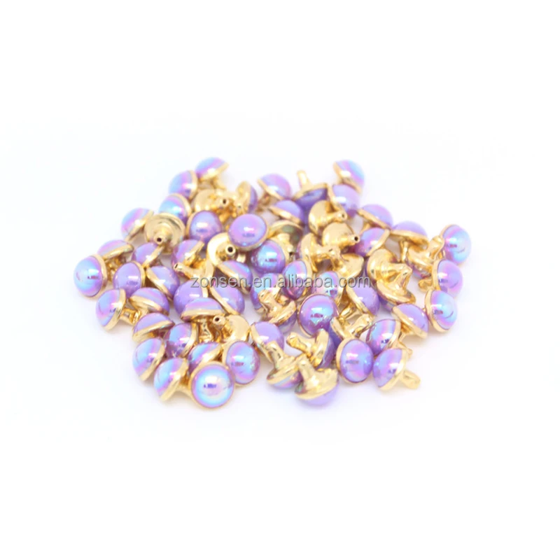 Wholesale 8mm Metal Rivets Brass Material Decorative Pearl Rivet Studs Eco-friendly For Clothes Shoes Bags