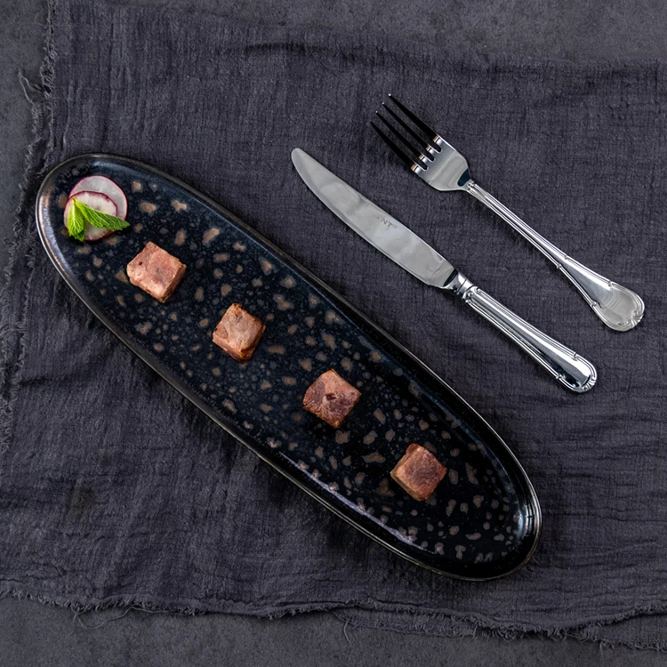 
European Style Hotel Restaurant Crockery Catering 13/15 inch rectangular porcelain plates 