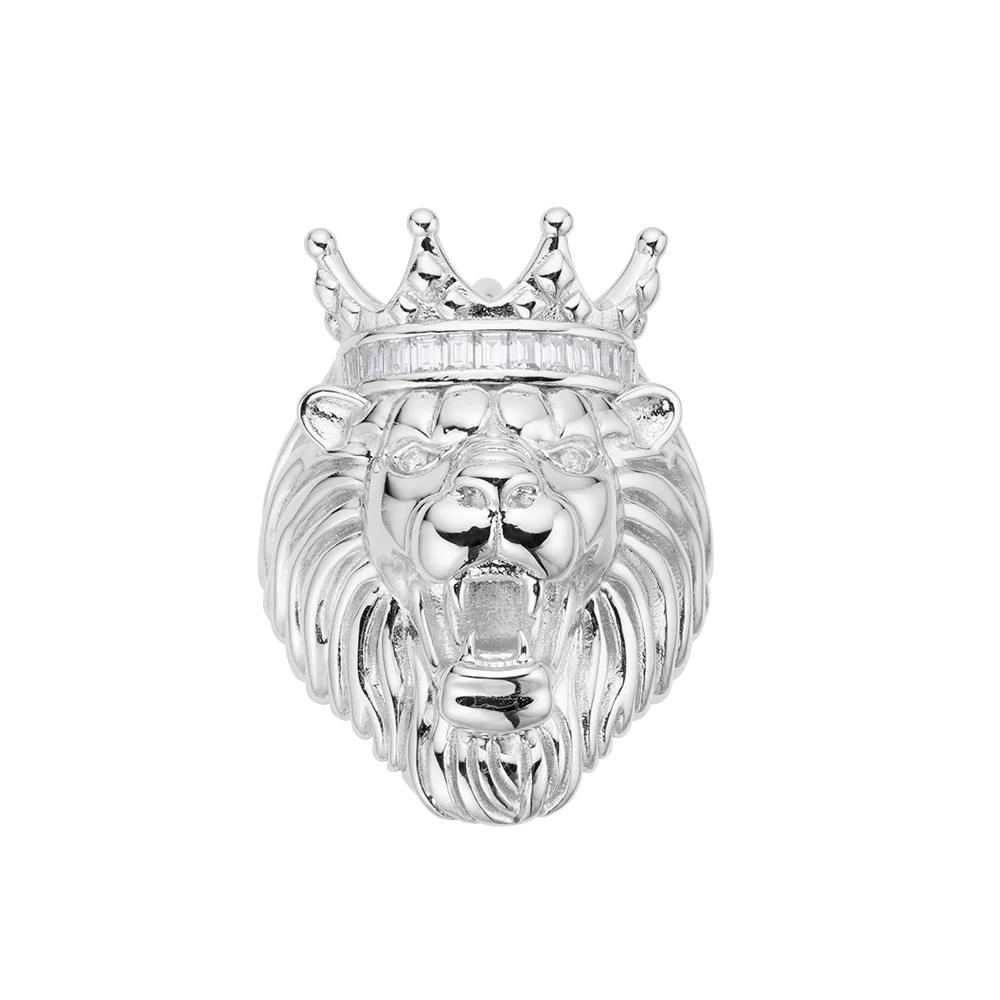 Новейший оптовый дизайн животных S925 со львом 5A кубическим цирконием 18K позолоченное кольцо в стиле хип-хоп для мужчин