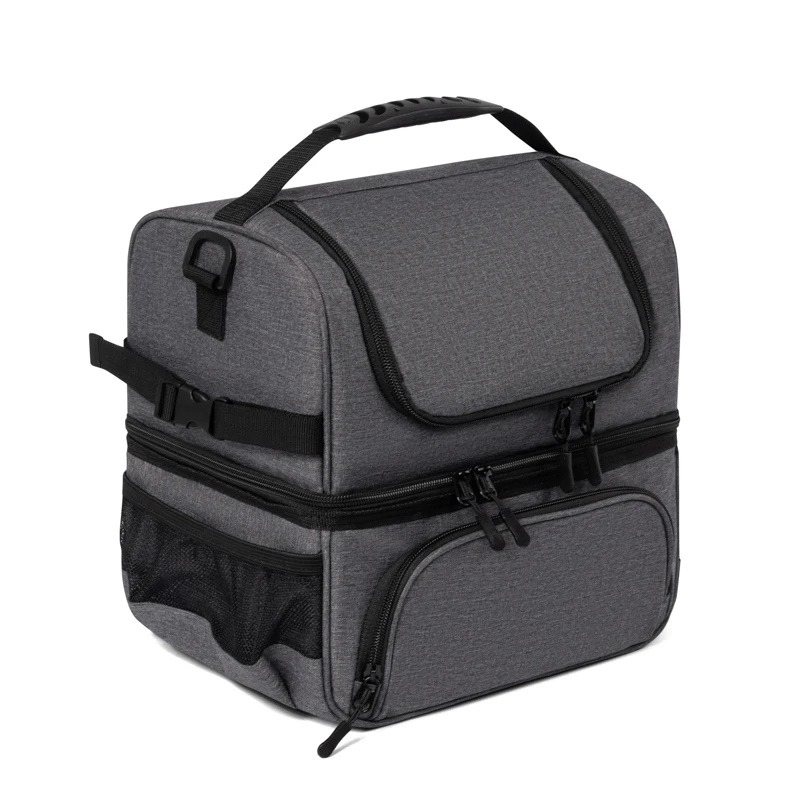 Two compartment adults leakproof cooler insulation bag travel picnic school insulated thermal lunch bag for food