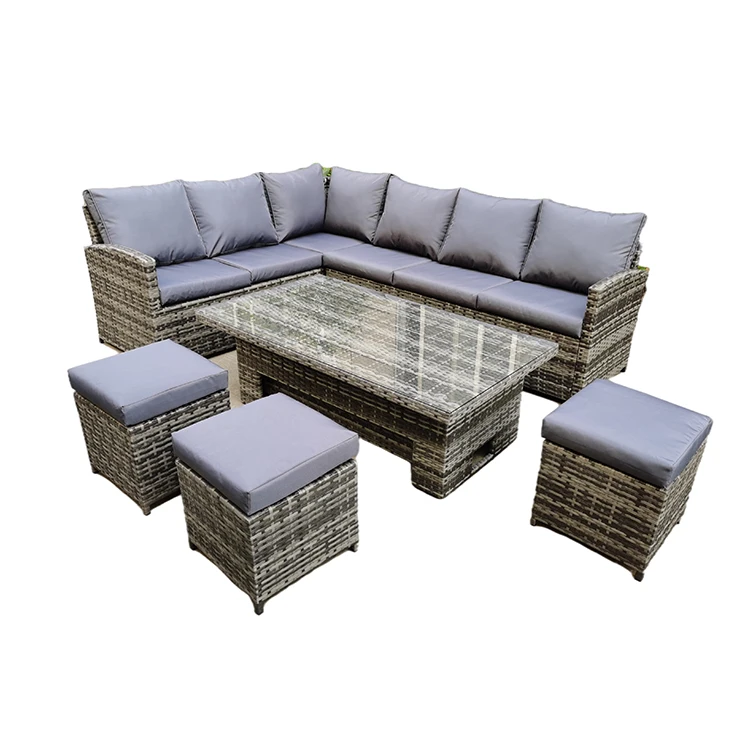 Factory price Natural synthetic nine seat sofa garden sets outdoor rattan