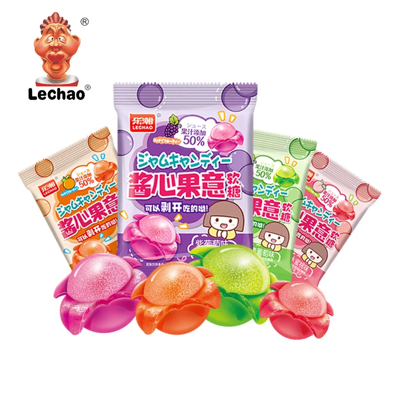 Bonbon Halal Candy Yummy Apple Mango Grapes Fruit Peel Gummy Peeling Gummies Candy Caramelos Peelable Gummy Candies