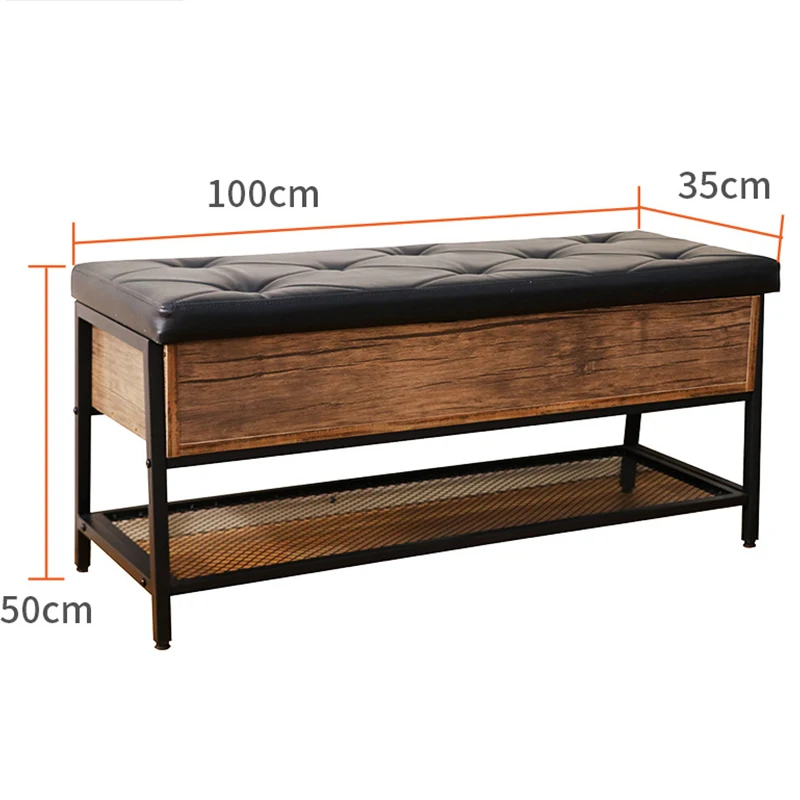 Modern Simple Style Rectangular Chair Metal Living Room Clothing Store Sofa Shoe Stool Change Shoes Bench