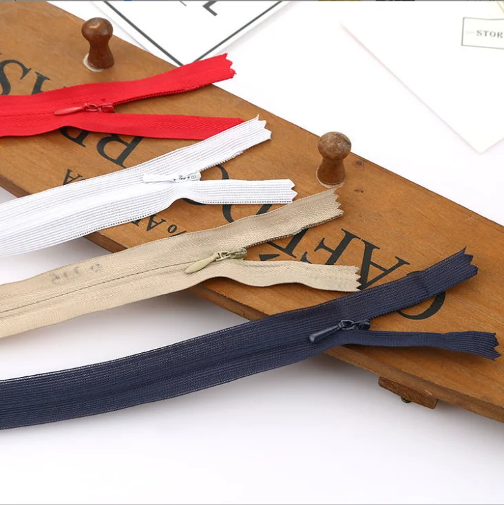 Spot color 3 nylon fabric edge invisible zipper skirt throw pillow women invisible zipper wholesale