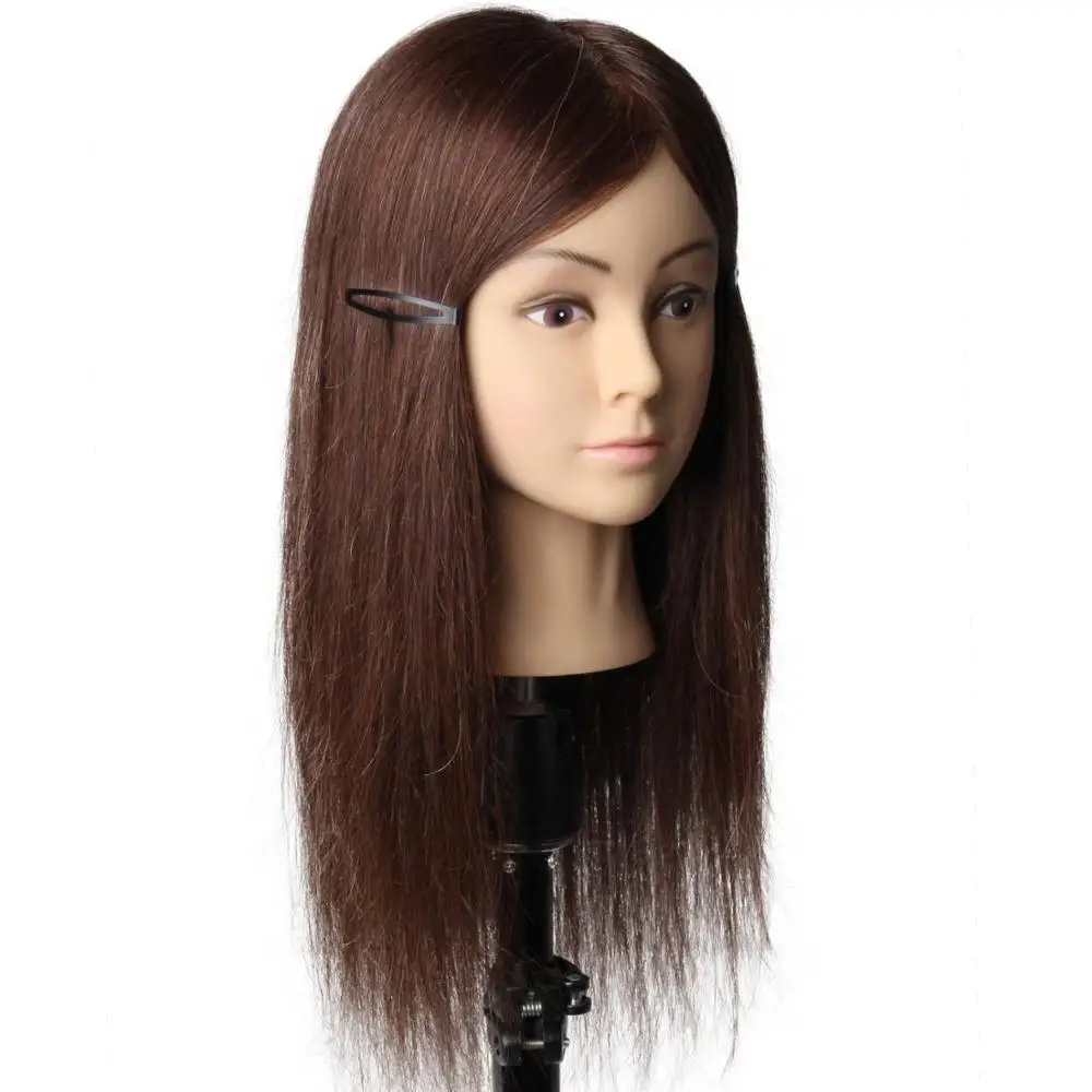 100% Real Human Hair Training Head Wig Dummy Doll Head Hairdresser Practice Hairstyles Hairdos Haircuts Permed