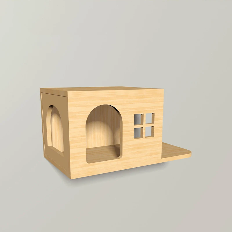 Wholesale High Quality Solid Wood Wall Mounted Cat Scratcher Shelf Cat Hammock Wall Mounted Cat Tree Wall Climbing Frame