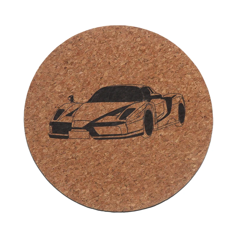 round cheap oem natural ceramic printed rubber coasters with wood cork base 10 cm tea coffee beer printing