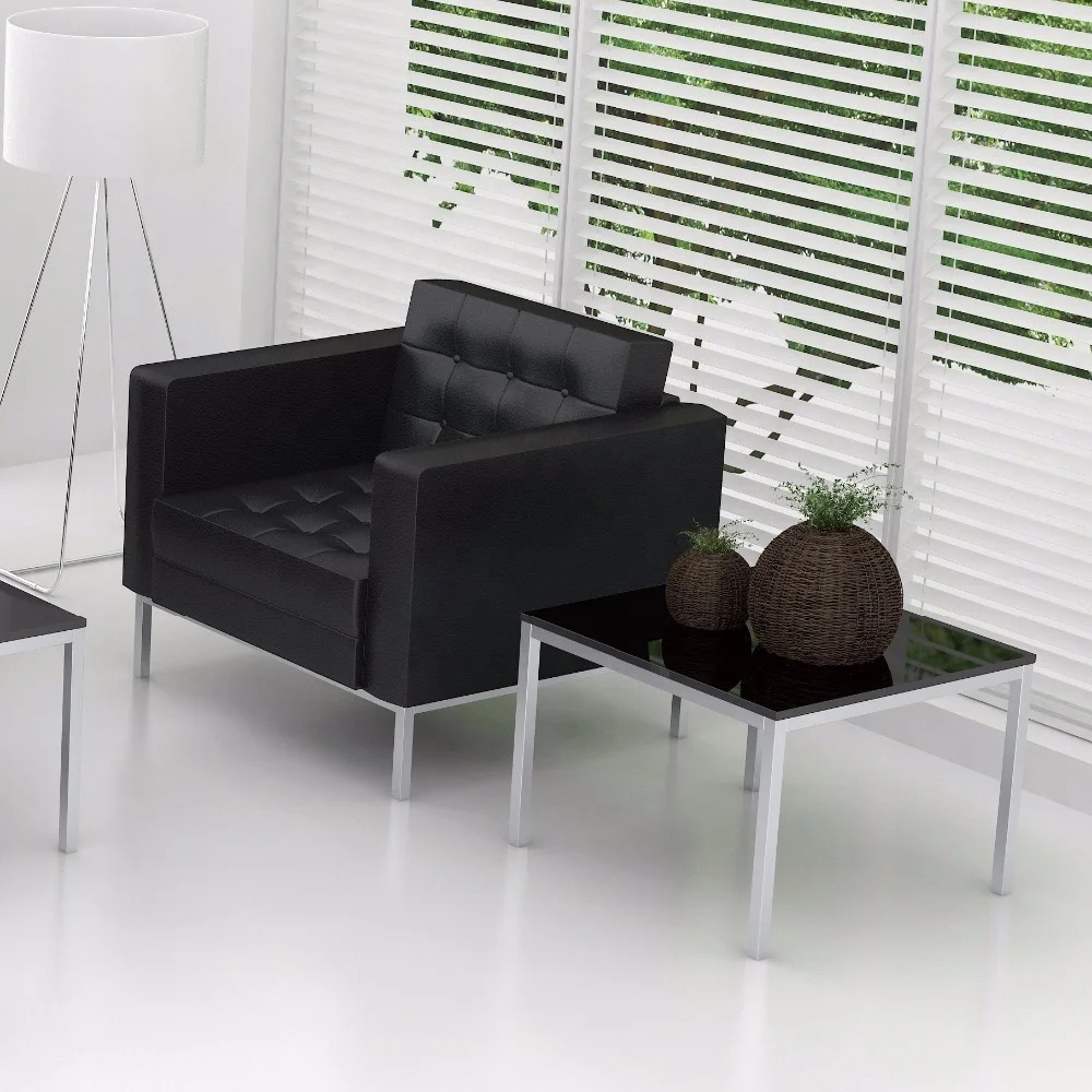 Mfun professional factory made cheap price black commercial office furniture PU leather couches sofa set office sofas