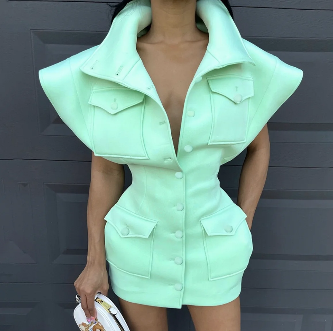 Summer Casual Dress Womens High Quality Solid Color Party Summer Short Puff Sleeve Lady Casual Women Dresses