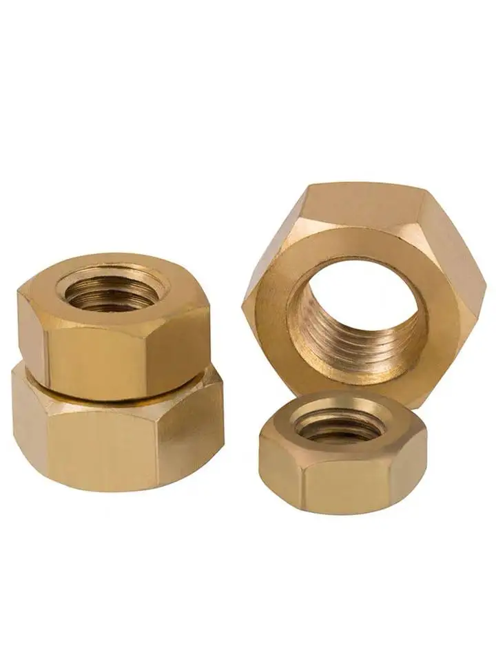 Factory Custom Copper Brass Fastener M2 - M30 Hex Brass Nut CNC Auto Motorcycle Parts