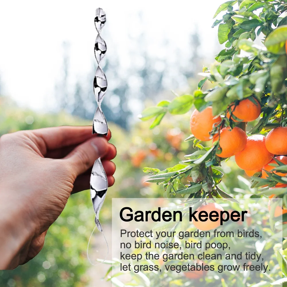 30cm Bird Repellent Wind Spiral rod Twister Reflective Scarer Rods to Keep Birds Away