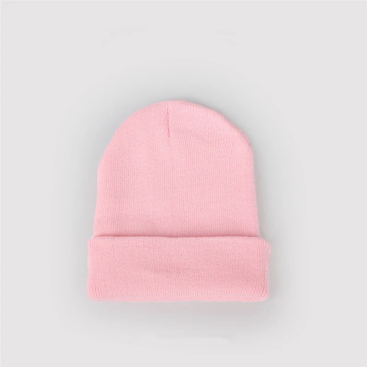 Wholesale cheap winter hat custom blank plain knitted beanies