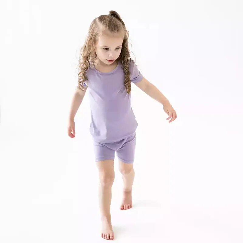 Custom Summer Blank Short Sleeve Toddler Bamboo Pajama Set Snug Fit Pjs Sleepwear Baby Kids Bamboo Pajamas Shorts Clothes Set