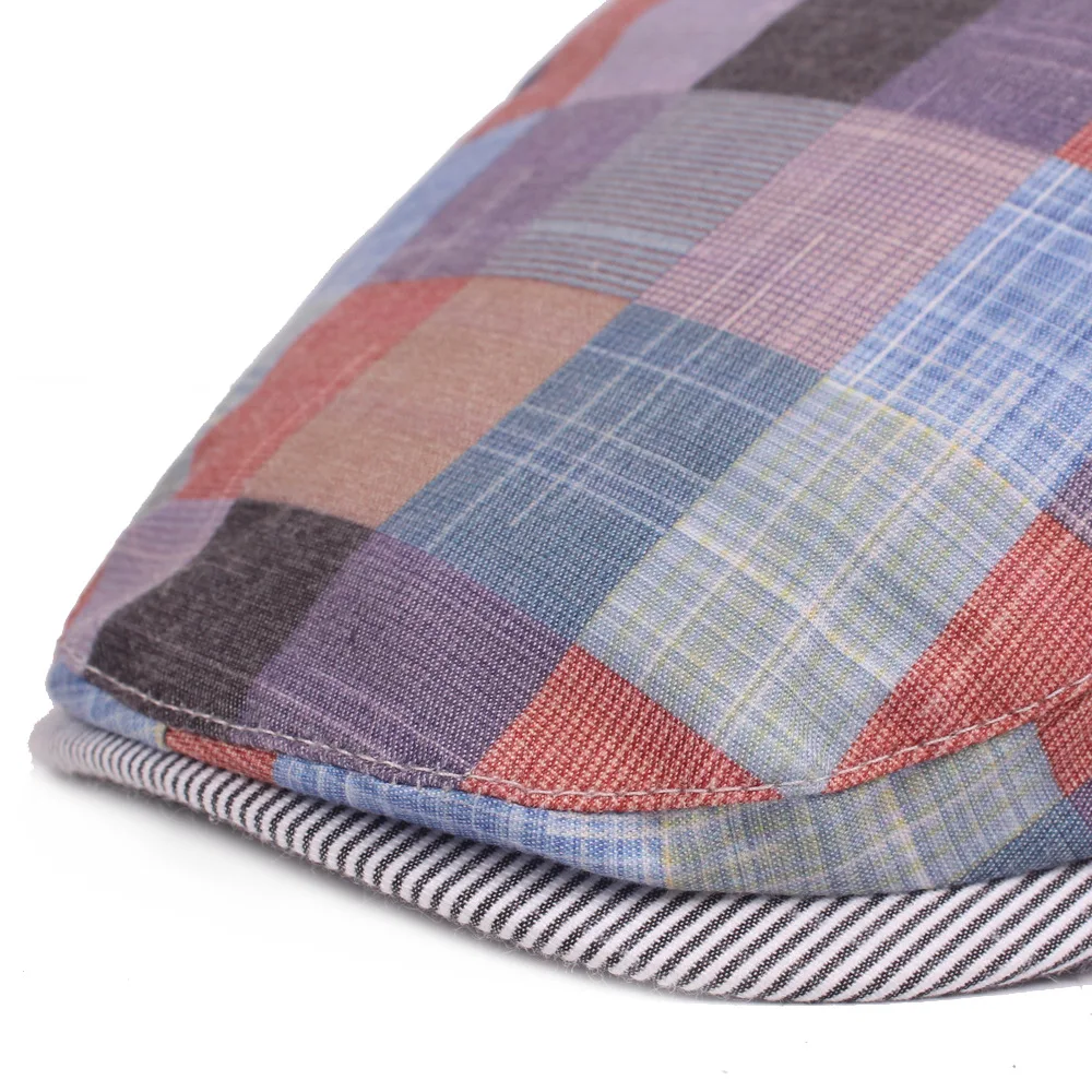 Factory Wholesale Ivy Beret Colored Plaid Ivy Cap With Visor Spring Summer Advance Cotton Ivy Hat