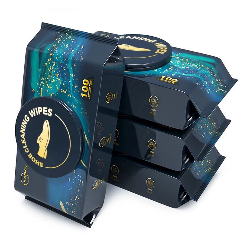 Strong Stain Removal OEM Disposable 50 Counts Sneaker Wipes Dotted Shoe Wipes Common Size Viscose