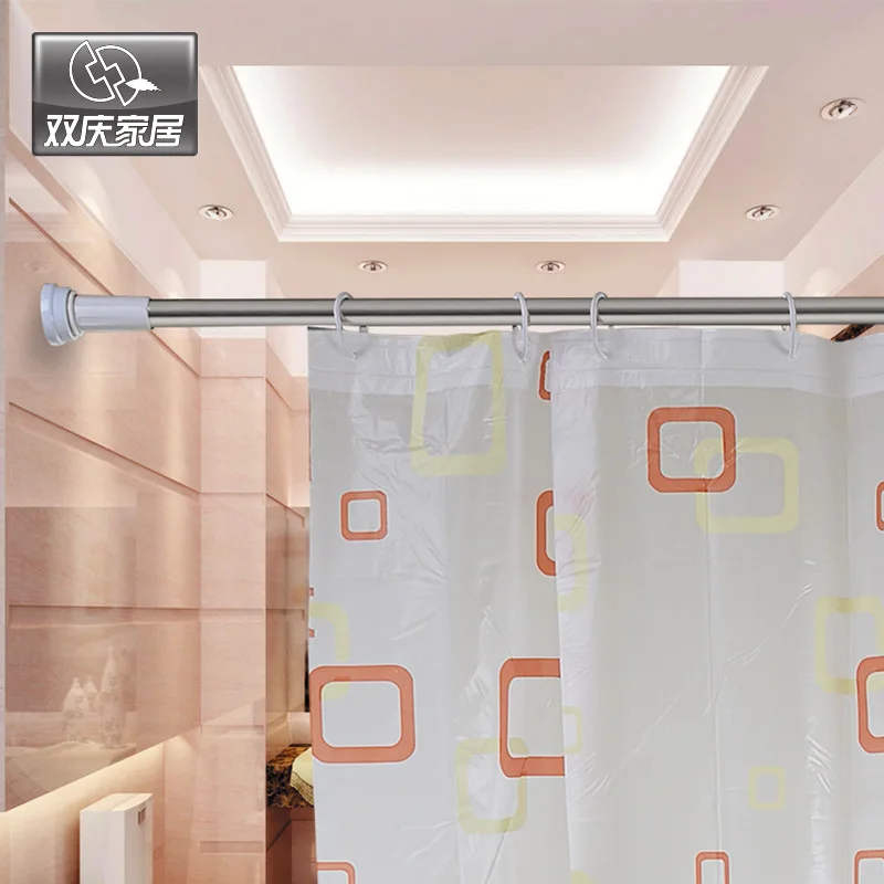 Wholesales hot sale shower and bathroom curtain rod stainless steel install telescopic round rods long