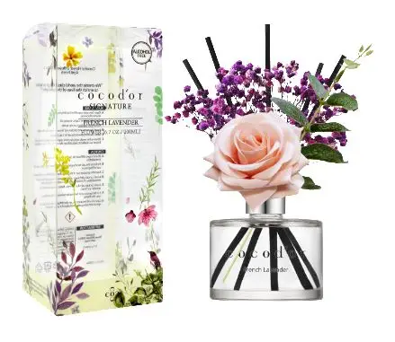 cocodor Reed Diffuser with Preserved Flower, Black Cherry Reed Diffuser, Home Decor & Office Decor, Fragrance, 6.7oz