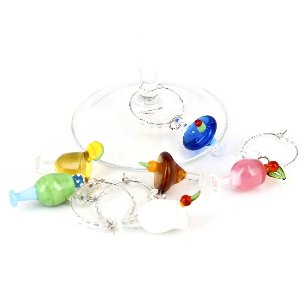 Colorful Hand Made Murano Glass Beach Favor Wine Charm