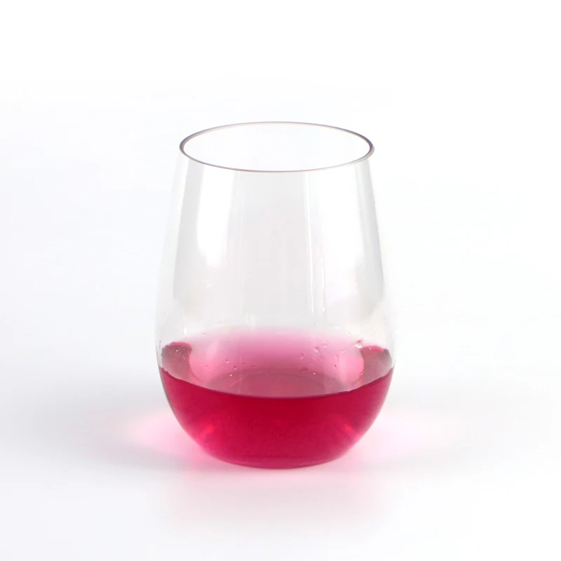 
Hot Sale 12oz Unbreakable Plastic Wine Glass Stemless Glass 