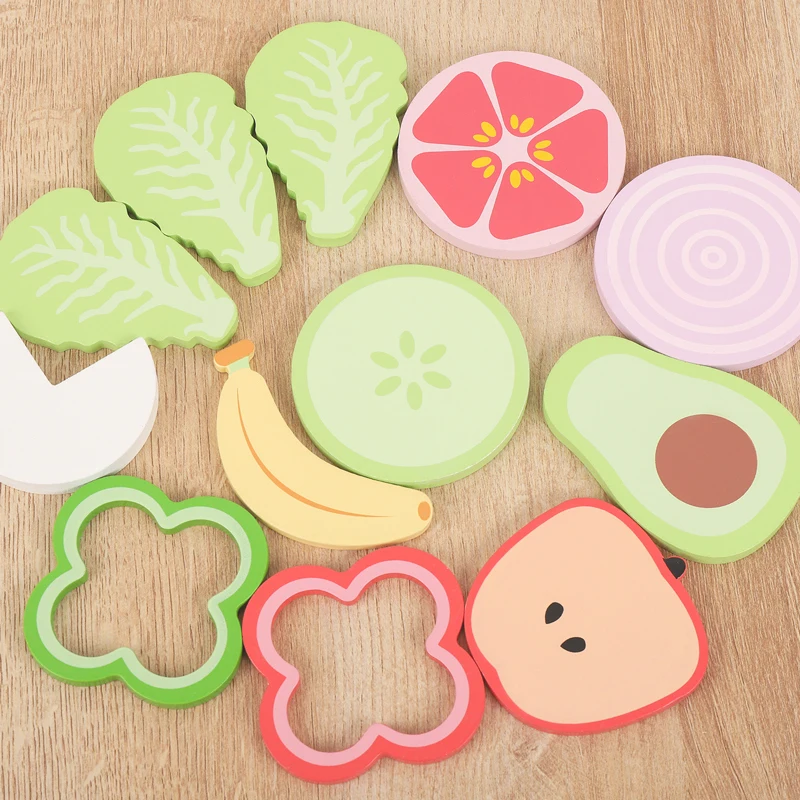 Simulation toy kitchen vegetables salad toy wooden science and education toys for kids boys girls