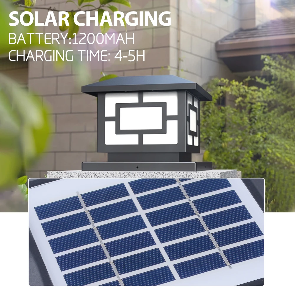 New high brightness LED Solar Garden Light outdoor waterproof IP65 4 light colors remote control solar charging Pillar lamp