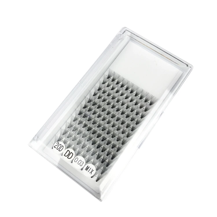 
20D 0.03 DD Curl Volume Fans Customized Trays Card 20D Premade Fans Eyelashes 0.03 Russian Lashes 
