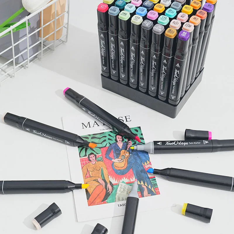 Waterproof Multi Colors Dual Tip Permanent Artist Alcohol Based Paint White Board Marker Pens Set