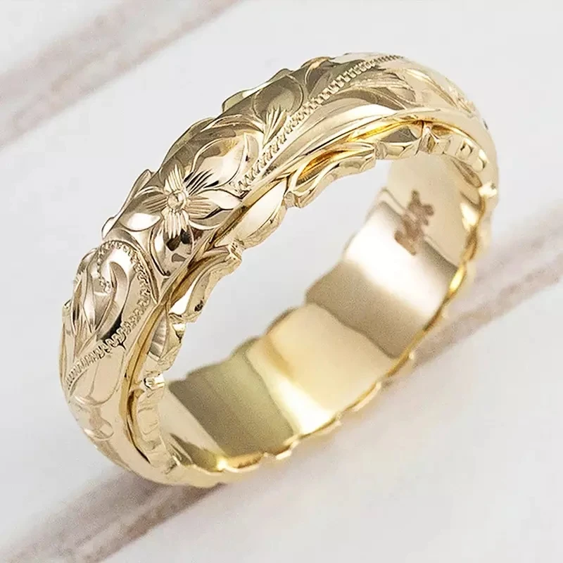 Ready to ship gold plated copper Hawaiian ring 14k gold plated rings for women plumeria flower rings jewelry