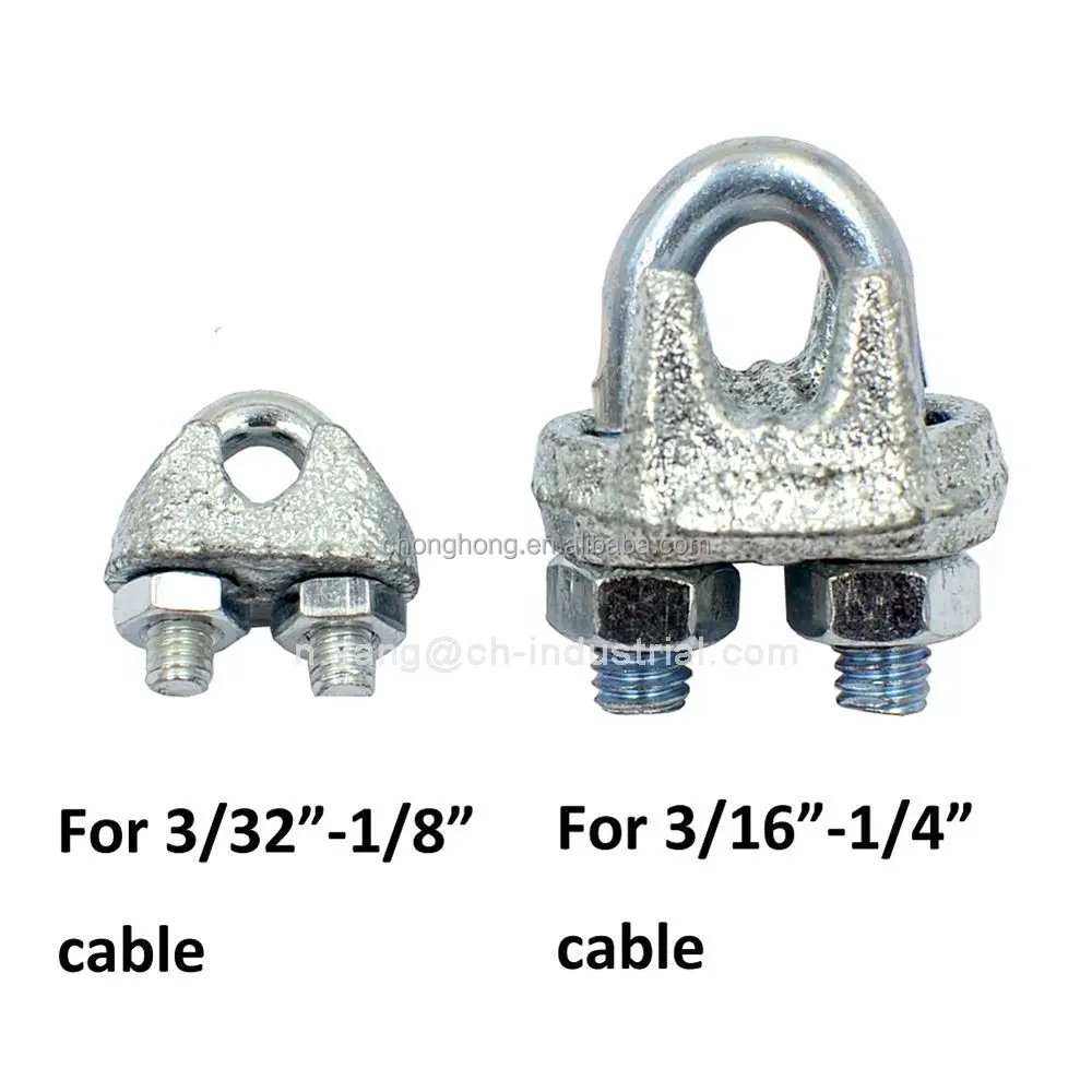 3/32 inch to 1/8 inch Zinc Plated Cable Clamp Galvanized Wire Rope Cable Clip Clamp for Uncoated Wire Rope
