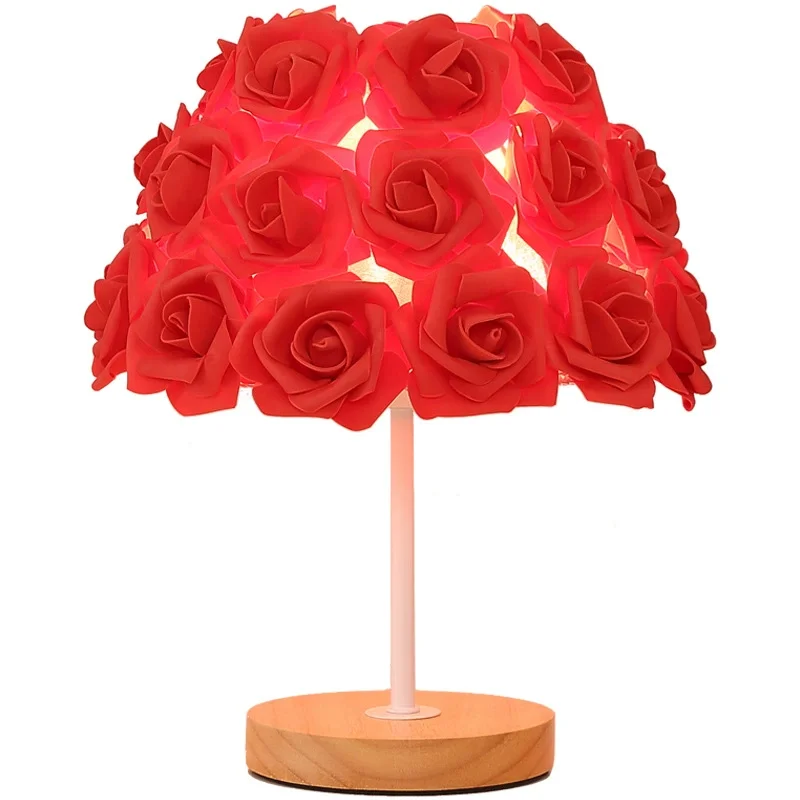 Led Rose Flower Table Lamp For Bedside Living Room Gift Light Holiday Party Wedding Christmas Event Decor Night Light
