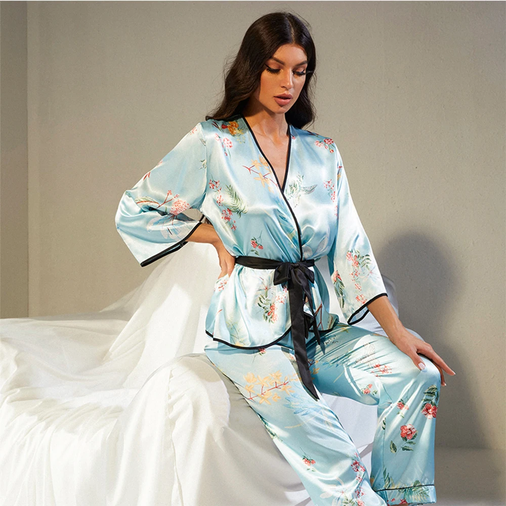 Dropshipping luxury womens two piece pajama sets sleepwear set for ladies