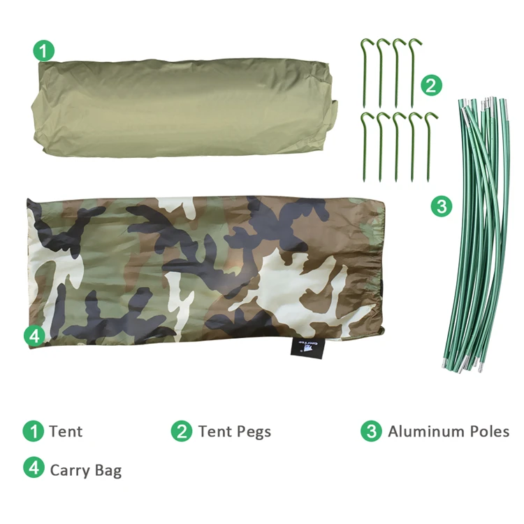 Geertop 1 person back packing camouflage bivy swag tent for hunting