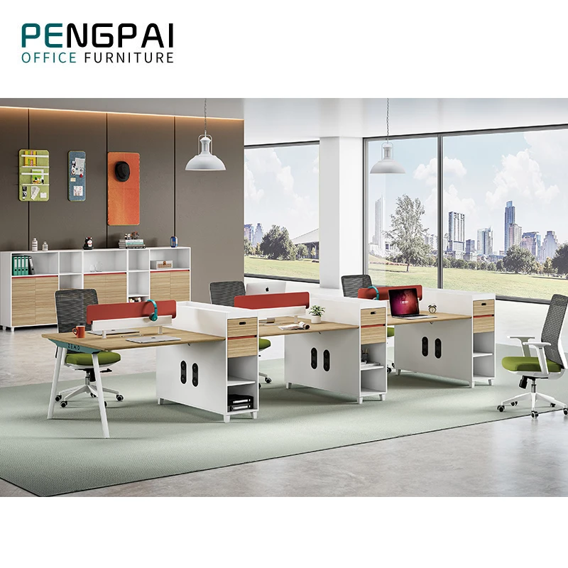 Modern open modular 4 person workstation office desk furniture design work office staff table workstation