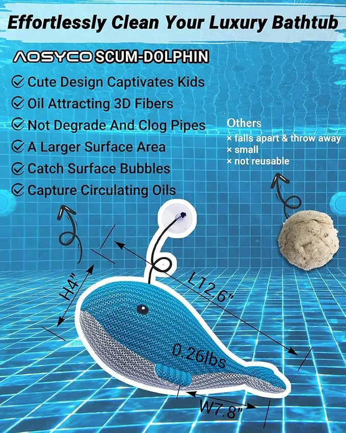 MR Scum Absorber for Spa Hot Tub, Whale Scum Defoamer Hot Tubs Skimmer, Anting Foam Absorbing Sponges Accessories