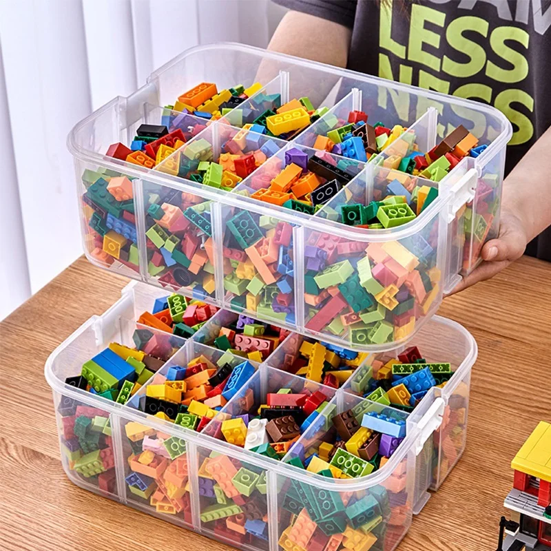 Stackable Plastic Multi Layers Toy Storage Containers Dolls Block Case Bins Chest Storage Toy Organizer for Kids