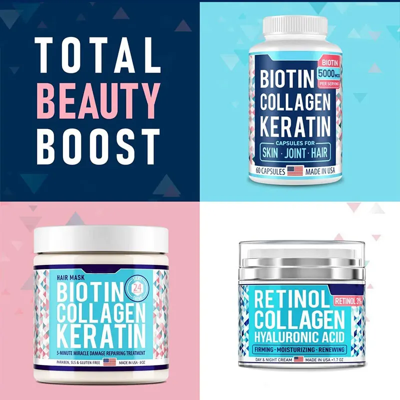 Natural Hair Mask with Collagen and Biotin for Dry Damaged Hair and Growth Deep Conditioning Dry Hair Treatment Mask