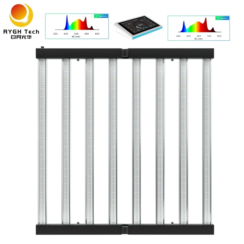 1000W PPE 2.8 umol/j PPF 2800 umol/s full spectrum indoor 1000 watt 10 bars foldable folding led grow light lamps