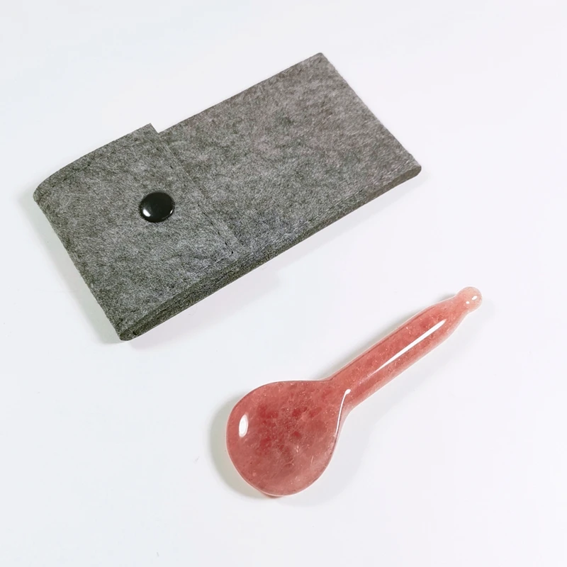High Quality Gausha Crystal Roller Jade for Massage on Skin and Body Strawberry Quartz Gua Sha Spoon
