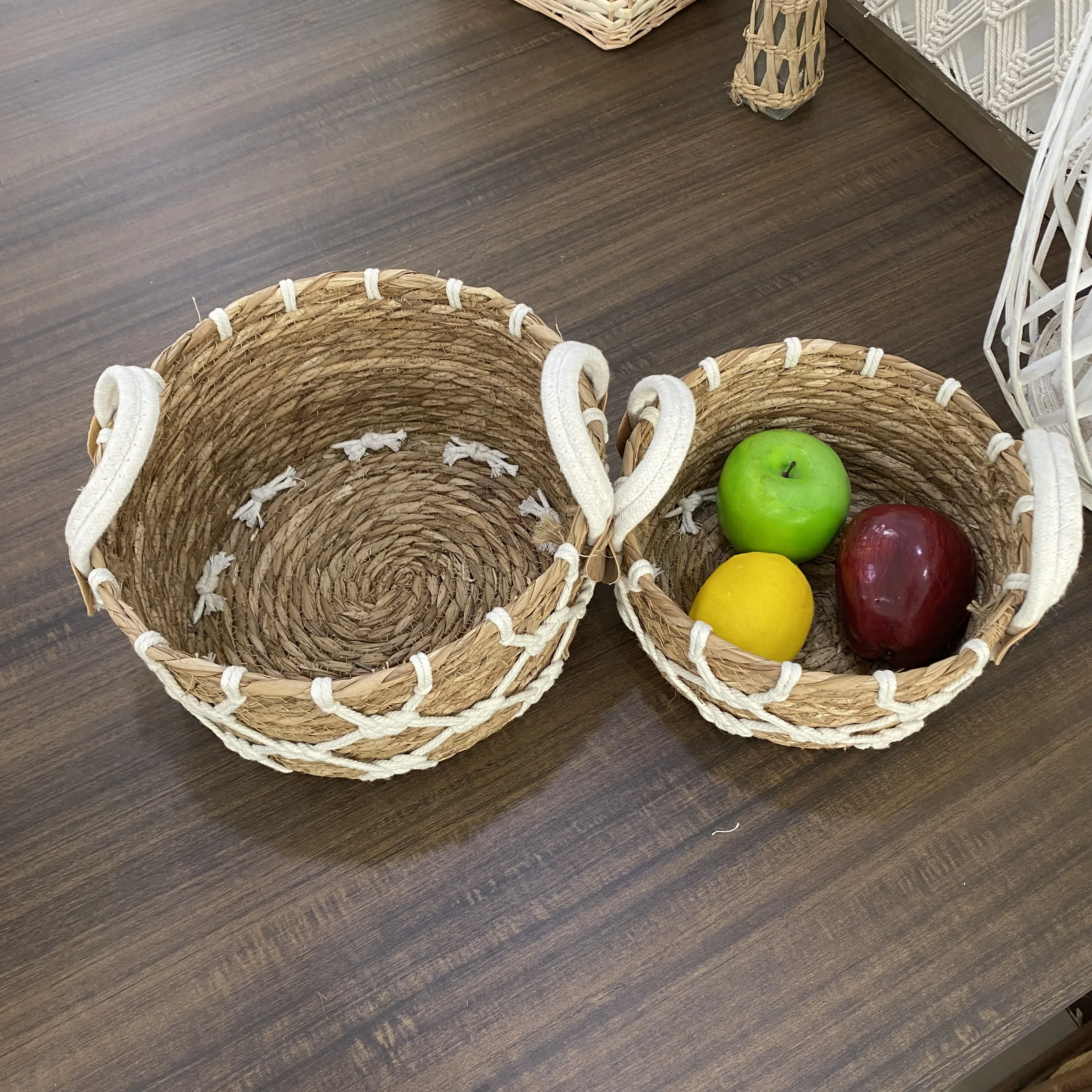 Best Price Storage Grass Craft Baskets Wicker Colourful Cotton Rope Plant Flower Basket