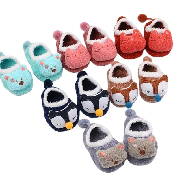 Winter thick terry baby socks with rattle feather yarn newborn baby 3D socks non slip