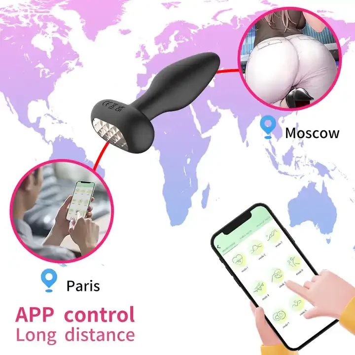 Silicone Model App control colorful electric anal plug popular anal sex Multi frequency vibration waterproof Sex Toys For Women