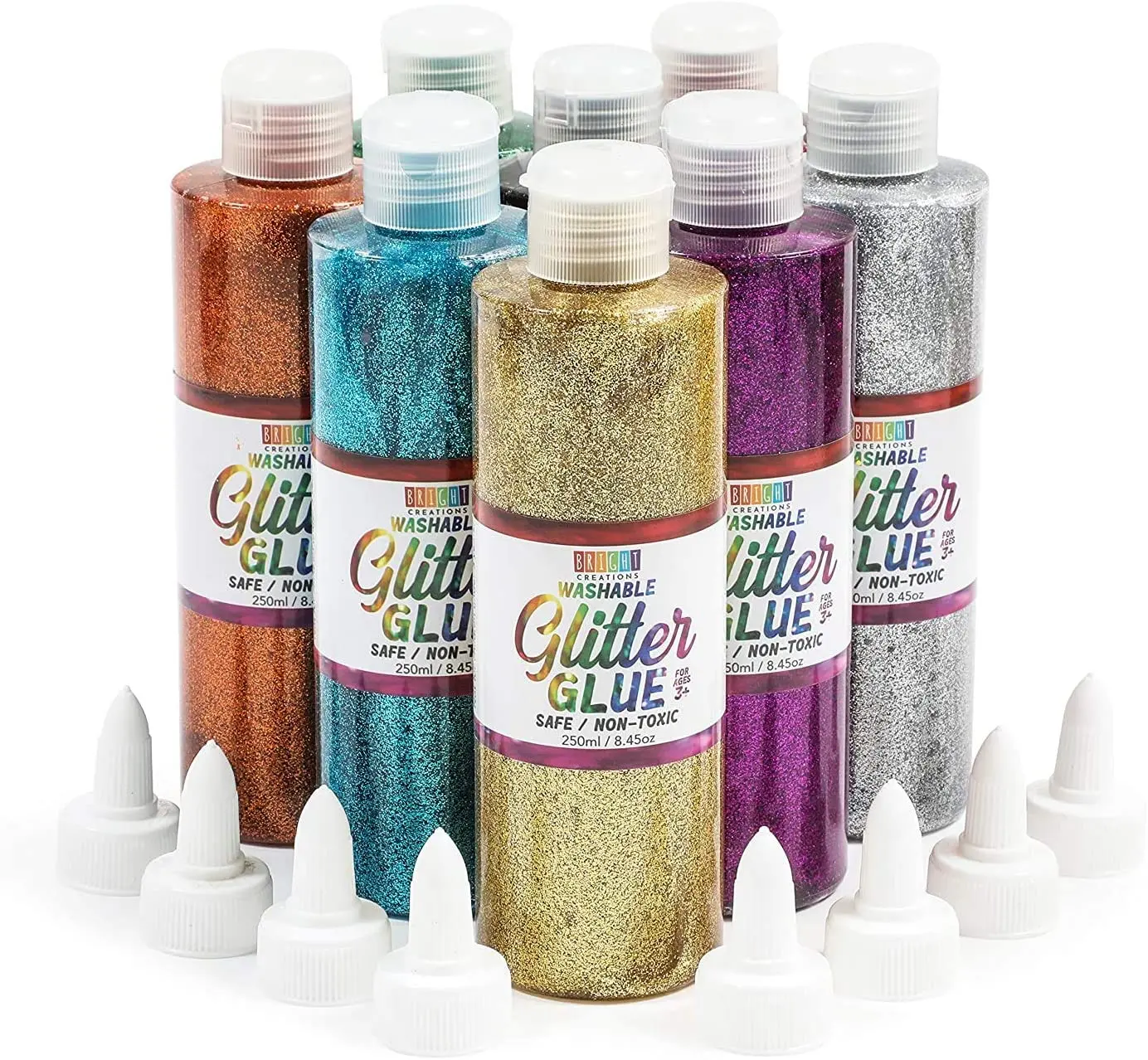 Metallic Art Glitter Glue Bottles 8 Colors for Crafts