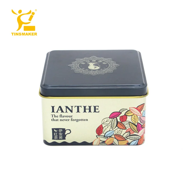 Factory Custom Tinplate Tea Canister Storage Luxury Tea Tin Can noble rectangular tea tin