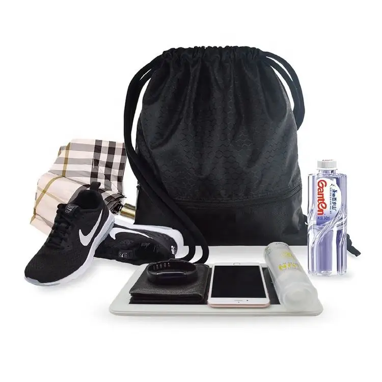 Waterproof Fabric Backpack Customize Sports Nylon Polyester Recycled Drawstring Bag with Logo